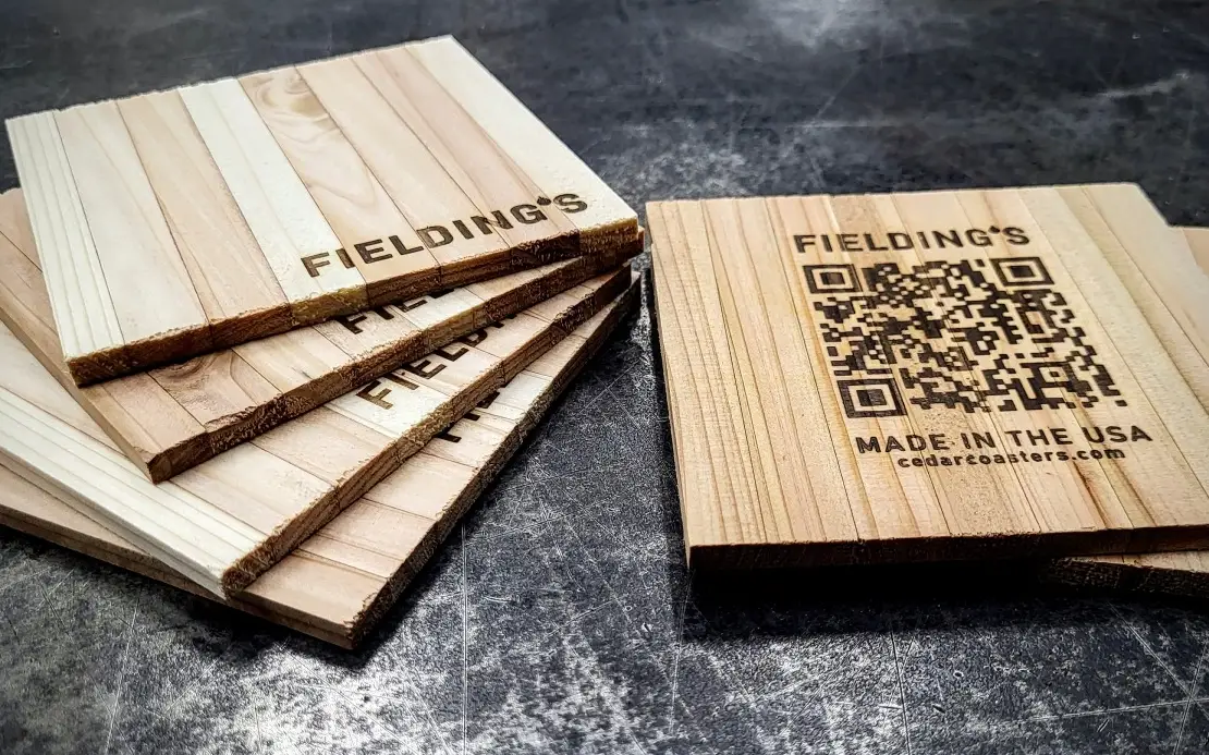 Coaster.Link QR code on reverse of coaster