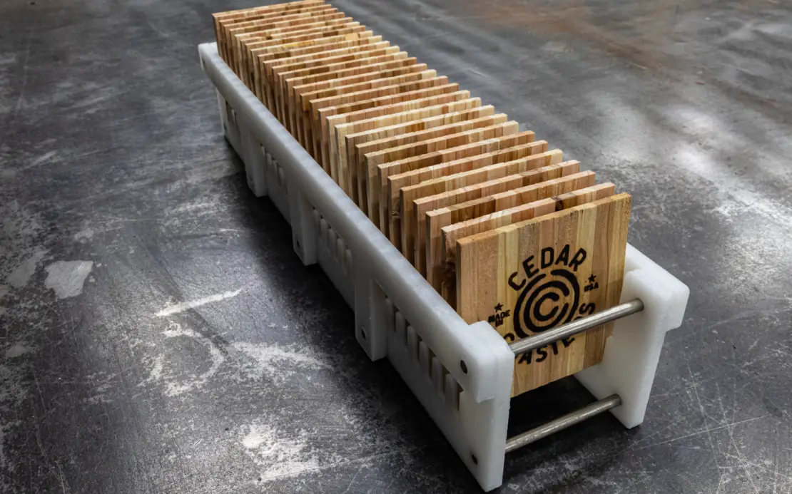 Commercial cedar coaster dishwasher rack