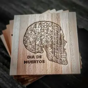 Humor and edgy design cedar coaster