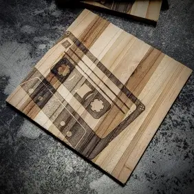 Retail cedar coaster set